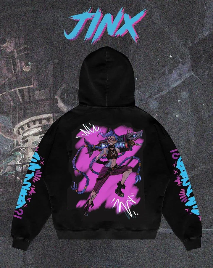 Popular Arcane League Jinx Graphic Hoodies All Anime Charact