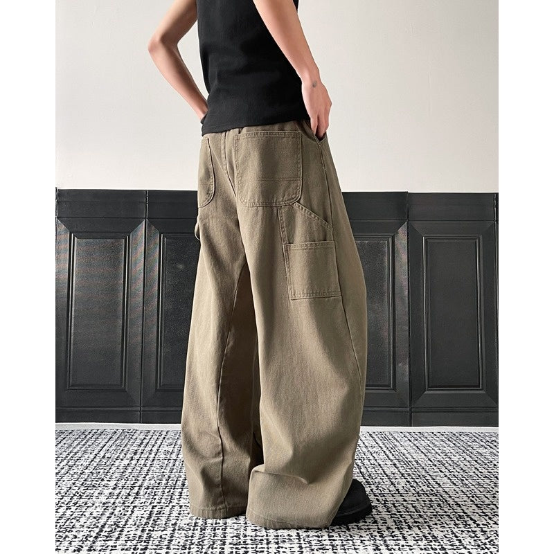 Premium solid color loose and cool casual curved knife pants