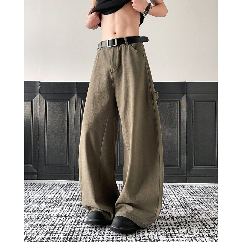 Premium solid color loose and cool casual curved knife pants