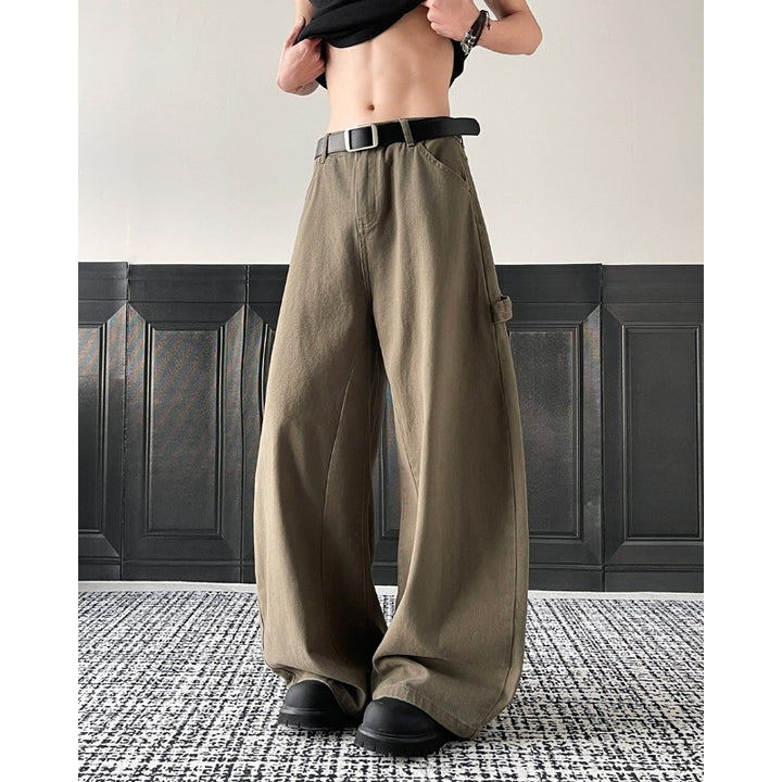 Premium solid color loose and cool casual curved knife pants