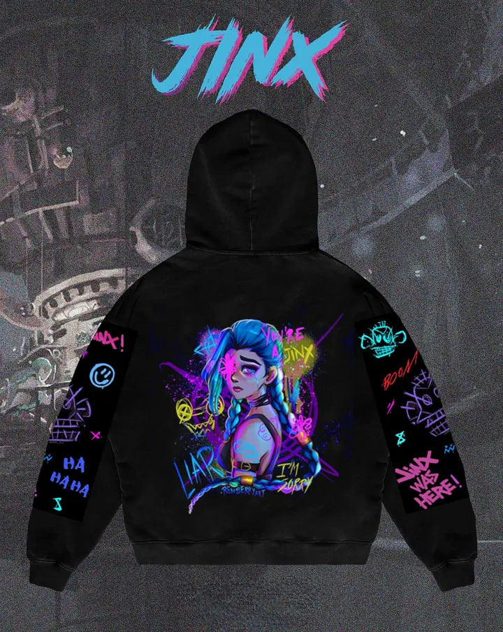 Popular Arcane League Jinx Graphic Hoodies All Anime Charact