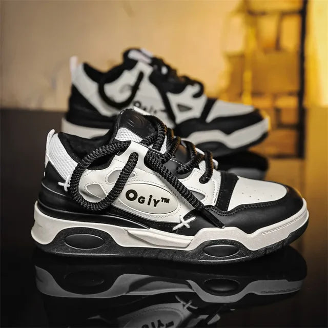 Skateboard Sneakers for Men Design Thick Lace Up Korean Version Platform Men Shoes Vulcanized Shoes Comfort Men&
