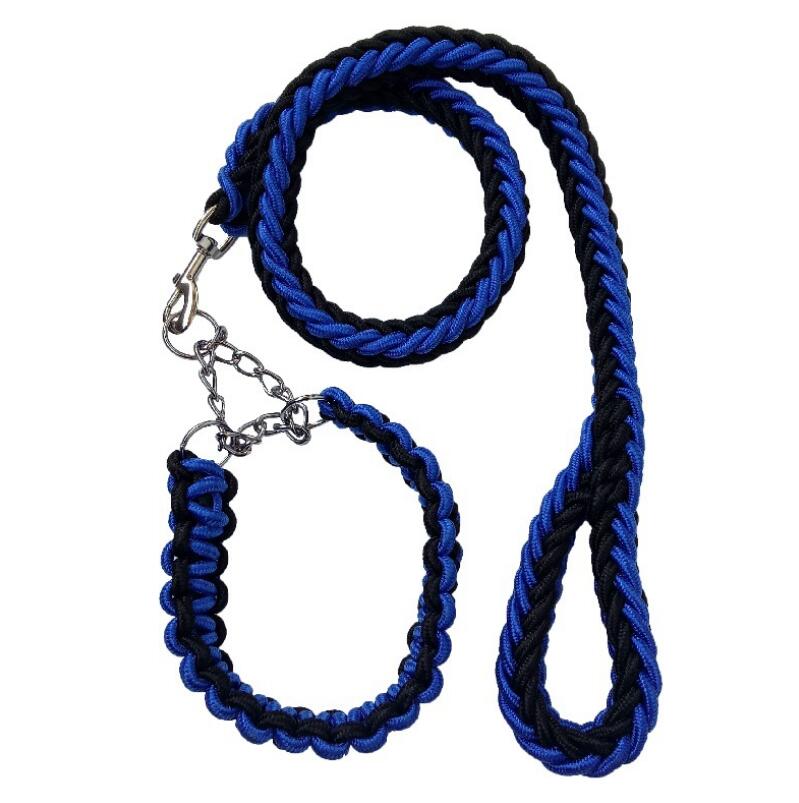 Double Strand Rope Large Dog Leashes Metal P Chain Buckle Contrast  Colorful Pet Traction Rope Collar Set Firm 1.2m Length