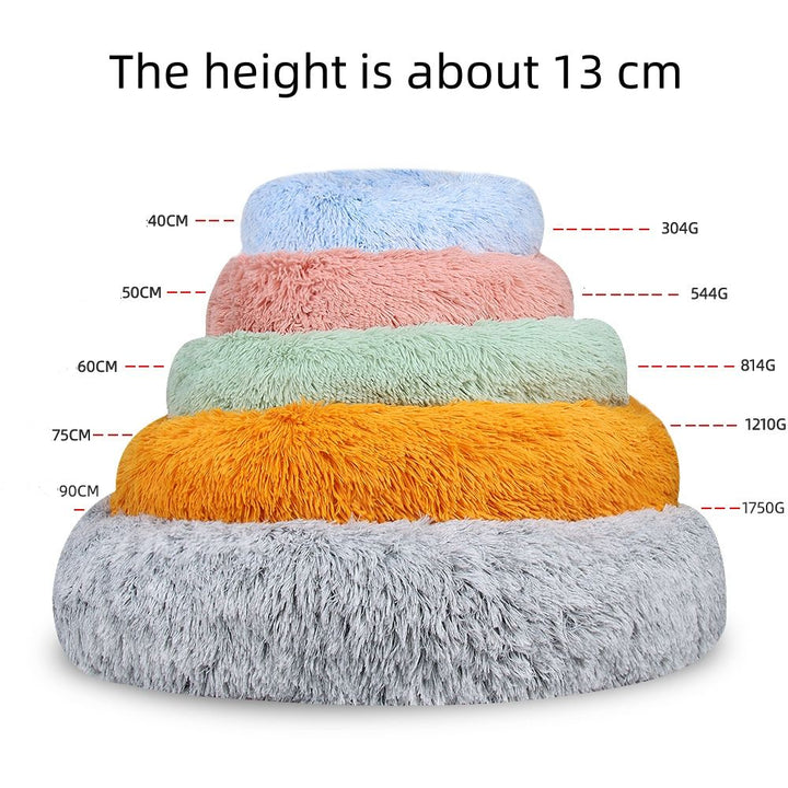 Round Pet Litter Fall And Winter Plush Cat Litter Color Blocking Dog Kennel Pet Bed Pet Mat