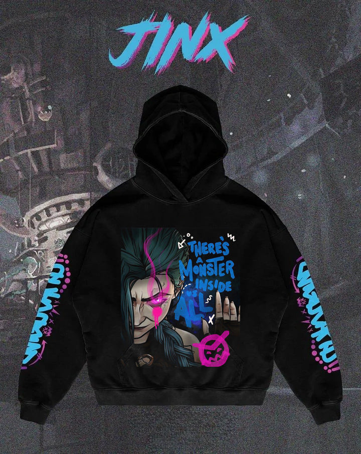 Popular Arcane League Jinx Graphic Hoodies All Anime Charact