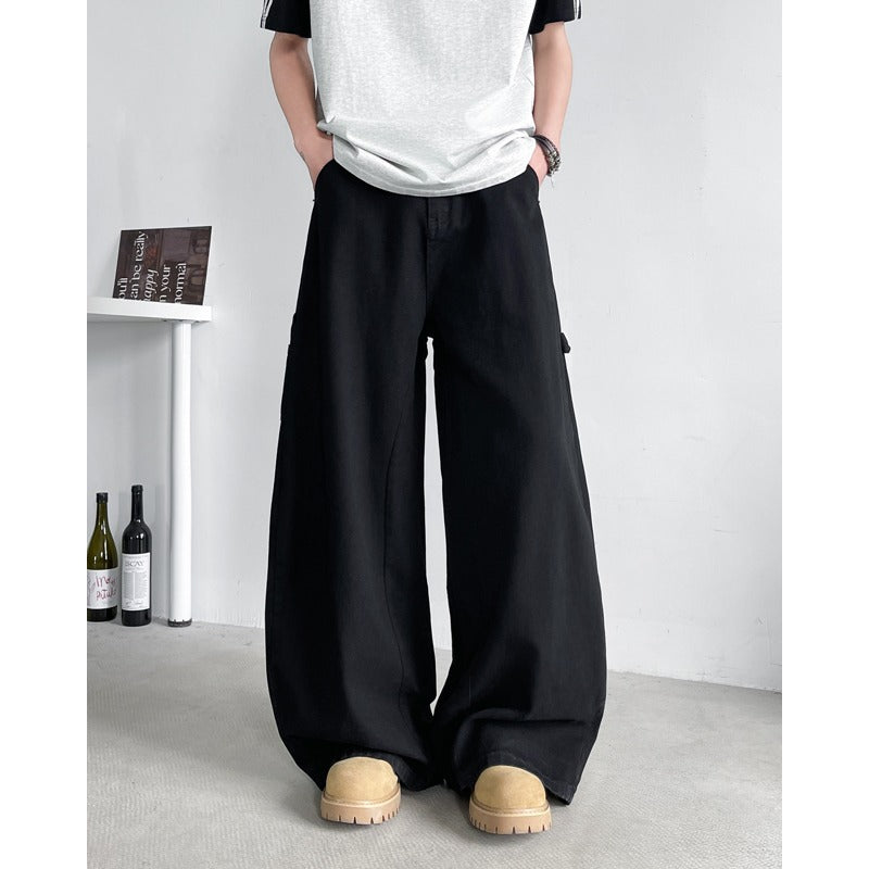 Premium solid color loose and cool casual curved knife pants