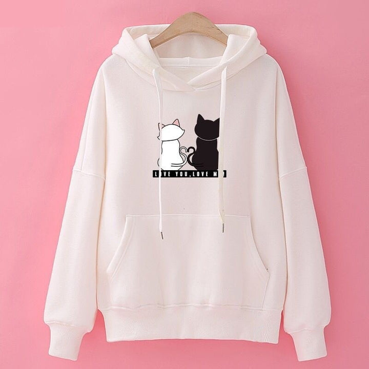 Streetwear Hoodies Women Sweatshirt Autumn Long Sleeve Hoodies Harajuku Hoodie Cute Cat Print Sweatshirt for Women