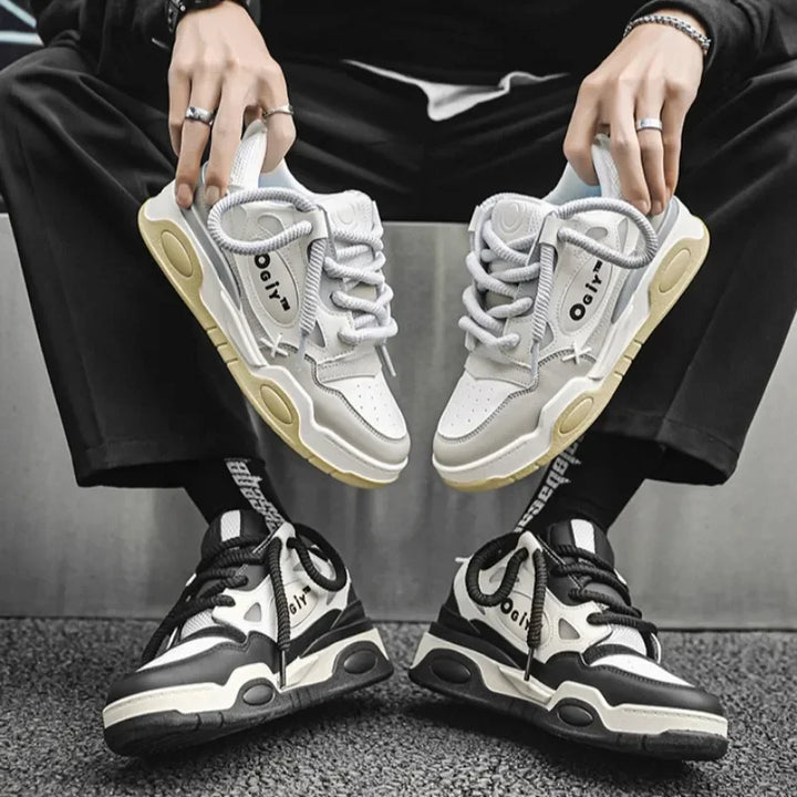Skateboard Sneakers for Men Design Thick Lace Up Korean Version Platform Men Shoes Vulcanized Shoes Comfort Men&