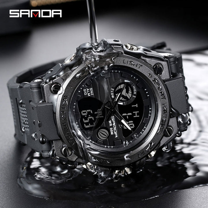 SANDA 739 Brand Wrist Watch Men Watches Military Army Sport Style Wristwatch Dual Display Male Watch For Men Clock Waterproof Hours